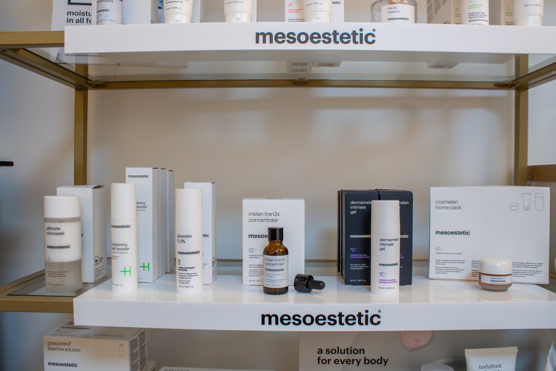 mesoestetic professional product shelf
